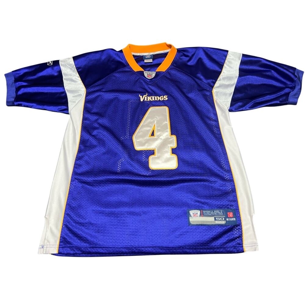 Vintage Reebok Minnesota Vikings #4 Brett Favre Sewn #’s Jersey Size 50